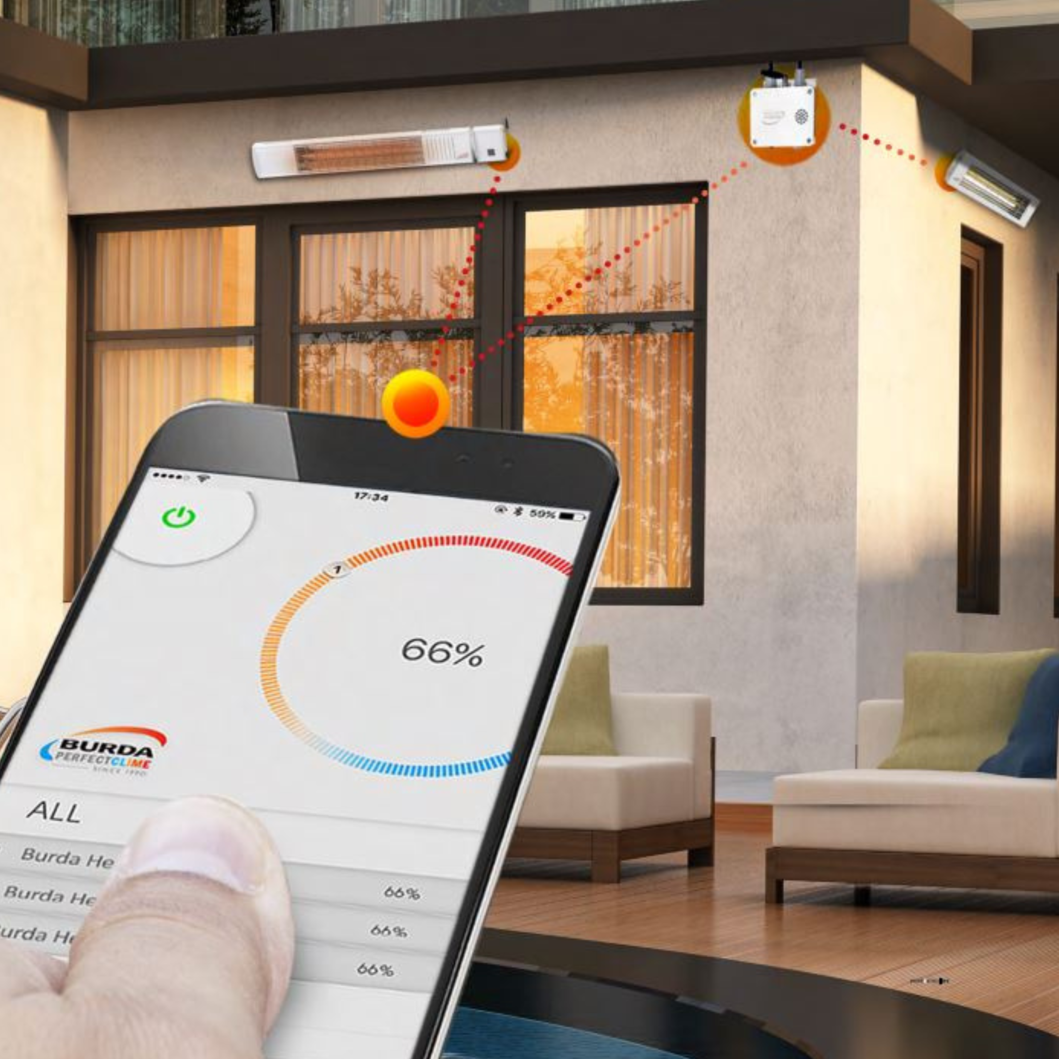 Burda Bluetooth Dimmer Box BTD3 mit Schuko Stecker, staubdicht und wasserdicht, inklusive Fernbedienung.
