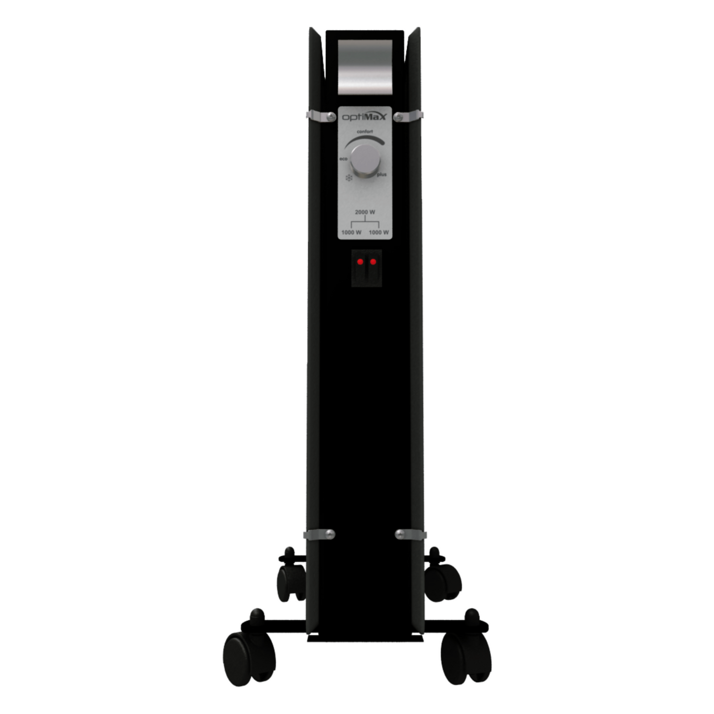 Climastar Optimax Dark Natura Infrarotheizung mit Aluminiumgriff, 1000-2000 Watt und integriertem Thermostat.