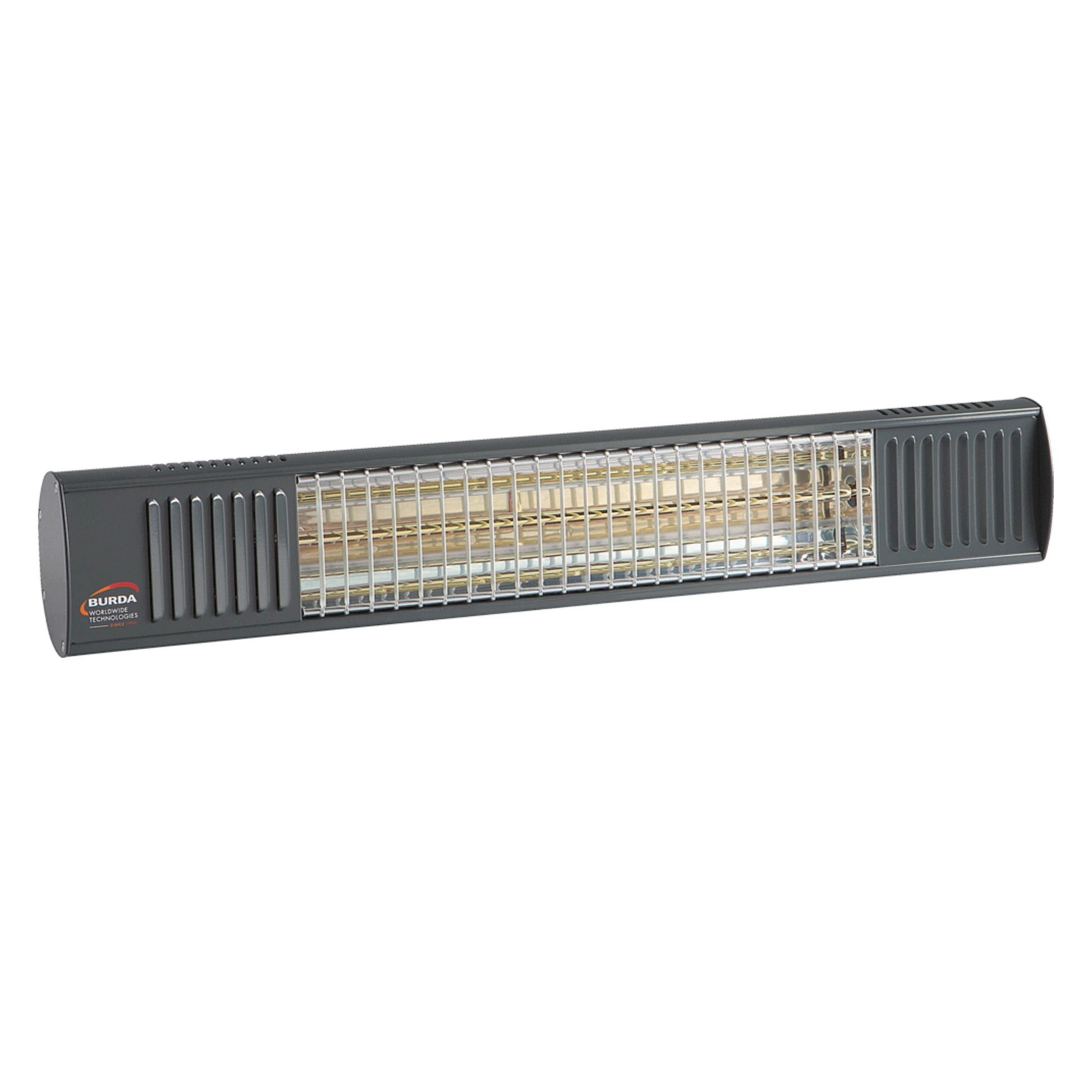 Burda TERM 2000 IP67 Low Glare Infrarot-Heizstrahler in Anthrazit zur Wand- und Deckenmontage.