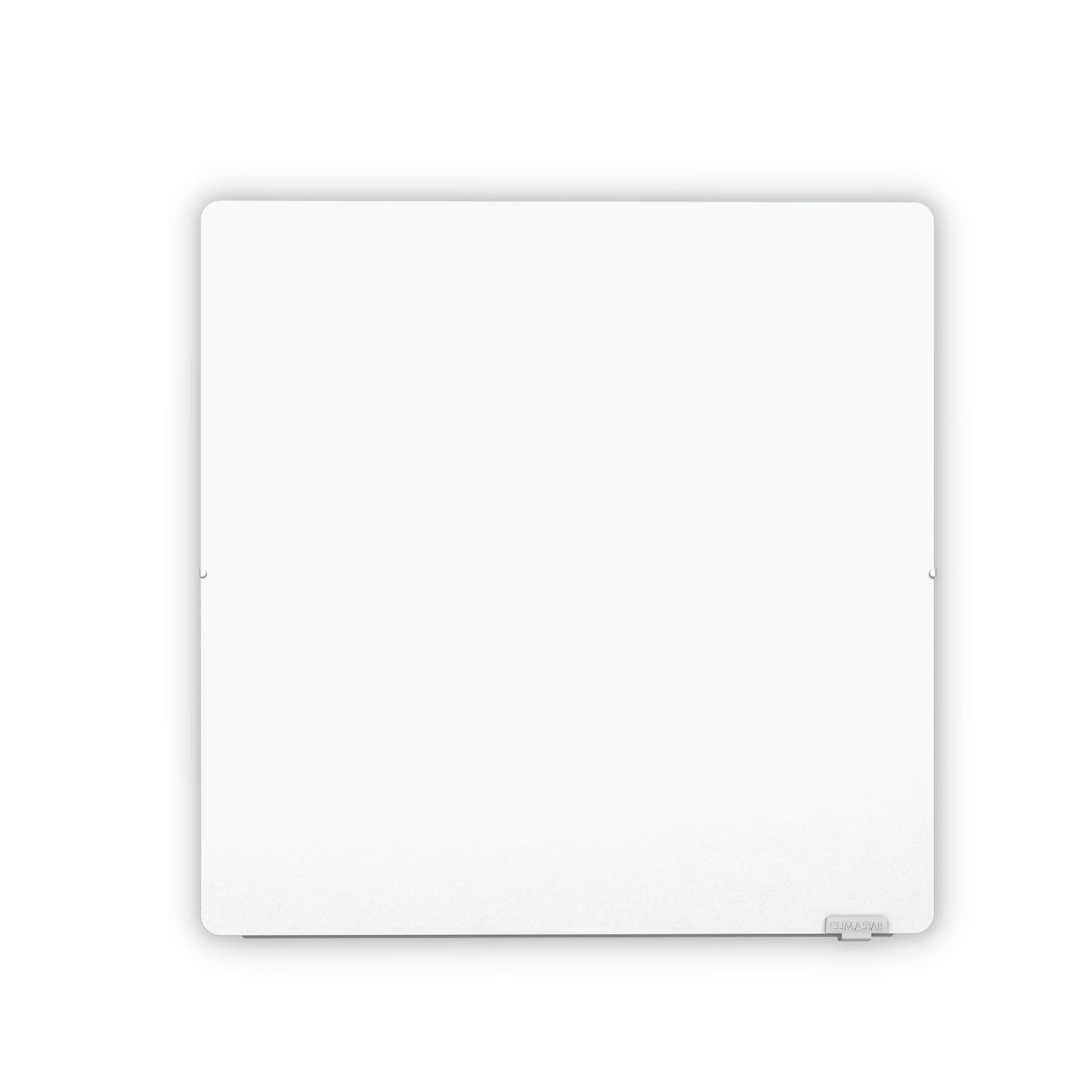 Climastar Avant Touch Hybridheizung 800 W in Weiss, 50 x 50 cm mit Steinoberfläche und Fensteröffnungsdetektor.