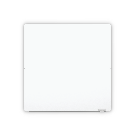 Climastar Avant Touch Hybridheizung 800 W in Weiss, 50 x 50 cm mit Steinoberfläche und Fensteröffnungsdetektor.