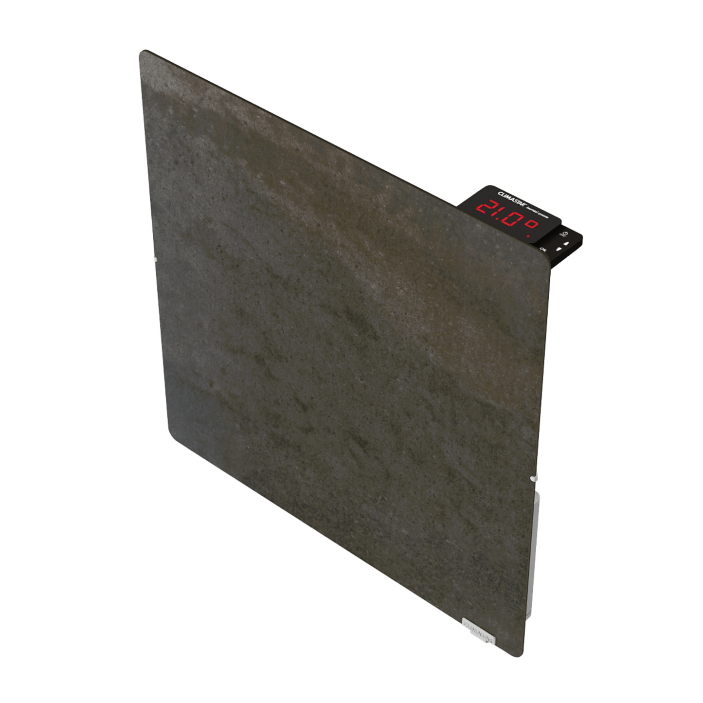 Climastar Avant Touch 800 W Hybridheizung 50x50 cm mit Steinoberfläche in Terra Limestone.