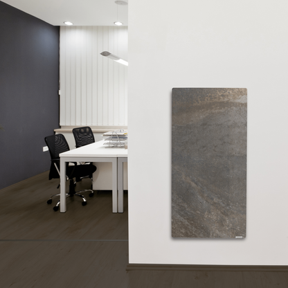 Climastar Avant WiFi Heizpanel mit 1300 W und Terra Limestone Oberfläche, 100 x 50 cm, Hybridheizung.