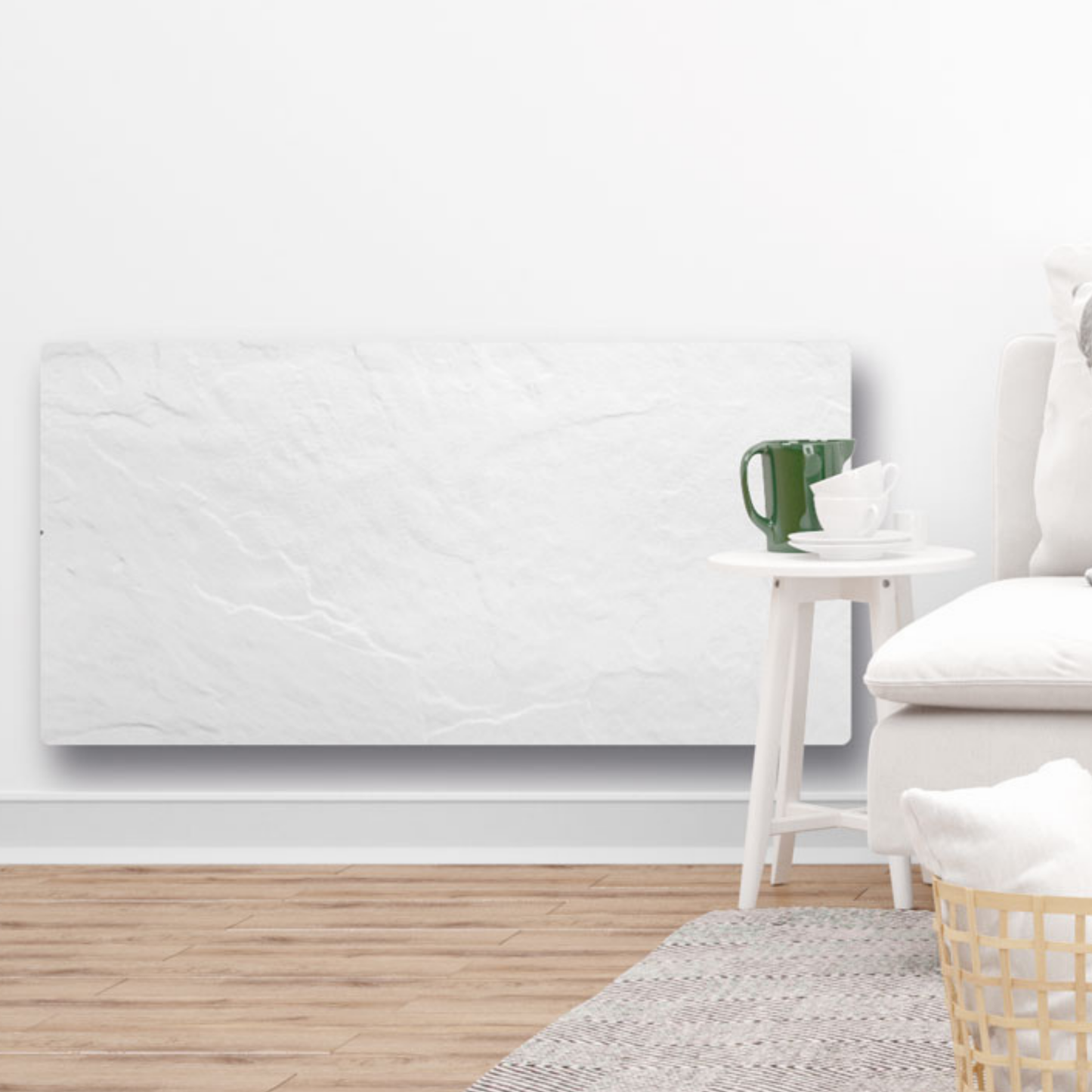 Climastar Avant WiFi 2000 W Infrarotheizung 50 x 100 cm in Steinoptik für energiesparendes Heizen.