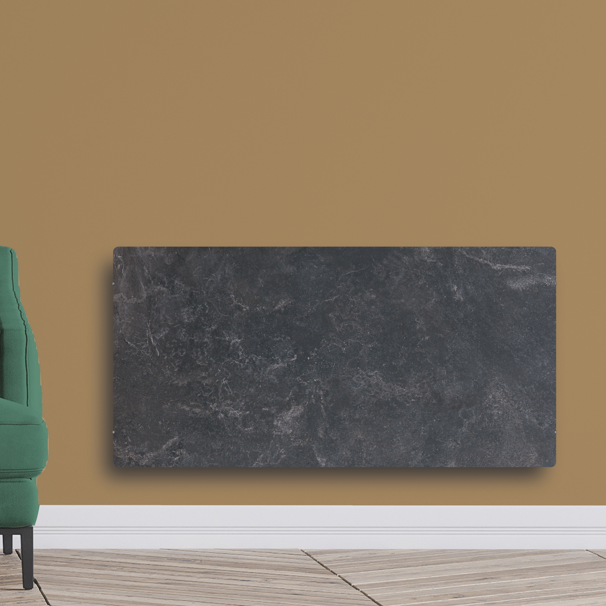 Climastar Avant WiFi Infrarotheizung 2000 W mit dunkel natürlicher Steinoberfläche, 50 x 100 cm.