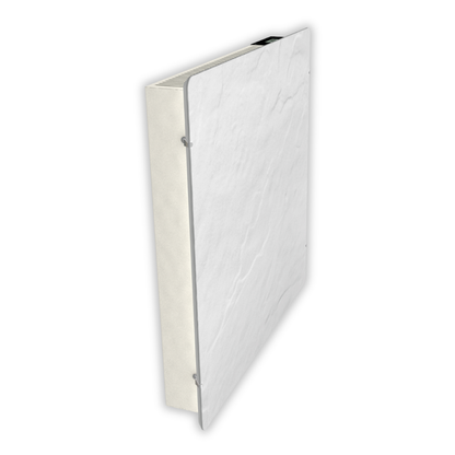 Hybridheizung Climastar Avant 800 W, 50 x 50 cm, programmierbarer Thermostat, Wandmontage, Steinoberfläche.