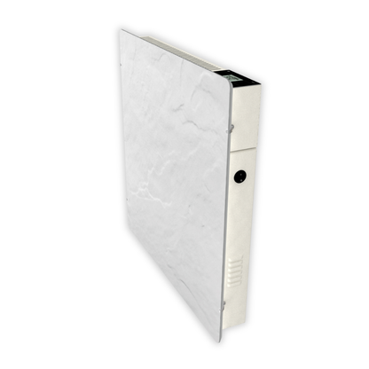 Climastar Avant WiFi 800 W Hybridheizung 50x50 cm mit Steinoberfläche und energieeffizienten Funktionen.