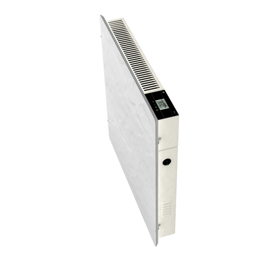 Hybridheizung Climastar Avant WiFi 800 W mit programmierbarem Thermostat, 50 x 50 cm, Steinoberfläche.