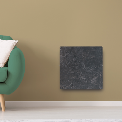 Climastar Avant WiFi Hybridheizung 800 W in Steinoptik, 50 x 50 cm, mit programmierbarem Thermostat und eco-Sparmodus.