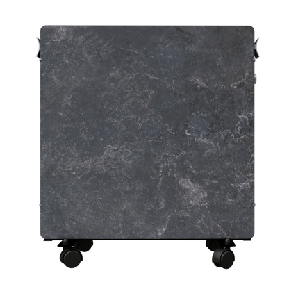 Climastar Optimax Dark Natura Heizgerät in modernem Design und flexiblem Einsatz, mit Aluminium-Griff und integriertem Thermostat.