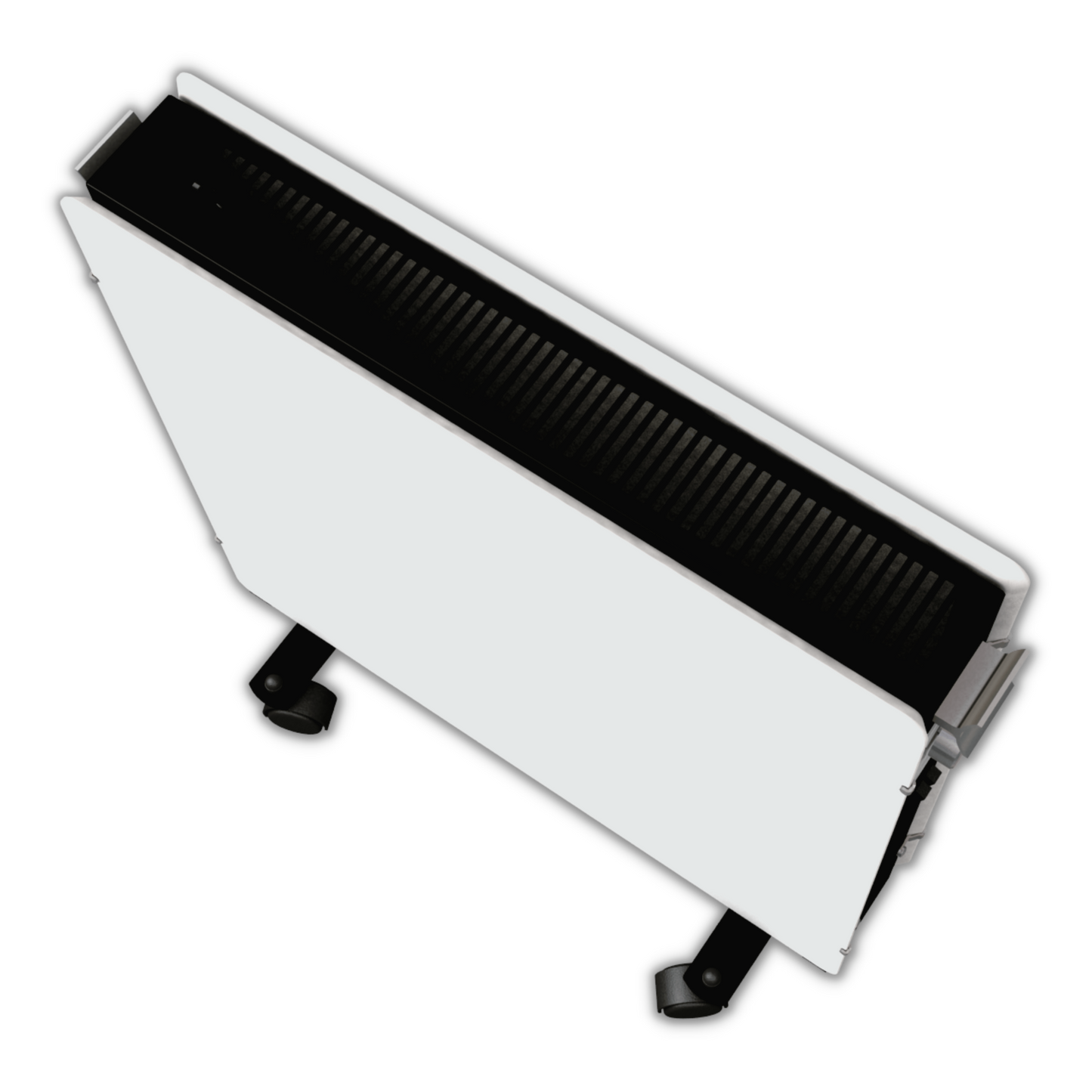 Climastar Optimax Infrarotheizung in Weiss mit integrieretem Thermostat und Aluminium-Griff.