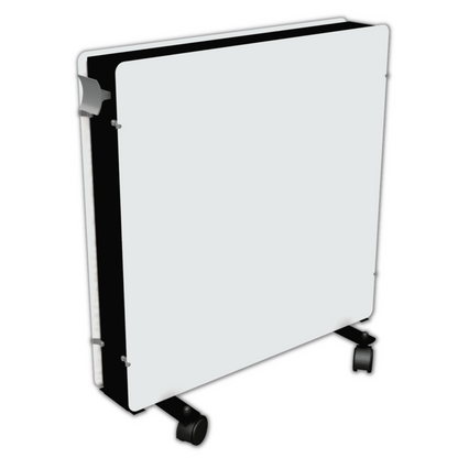 Climastar Optimax Infrarotheizung in Weiss, mobiler Einsatz, Aluminium-Griff, Thermostat, 1000-2000 Watt Leistung.