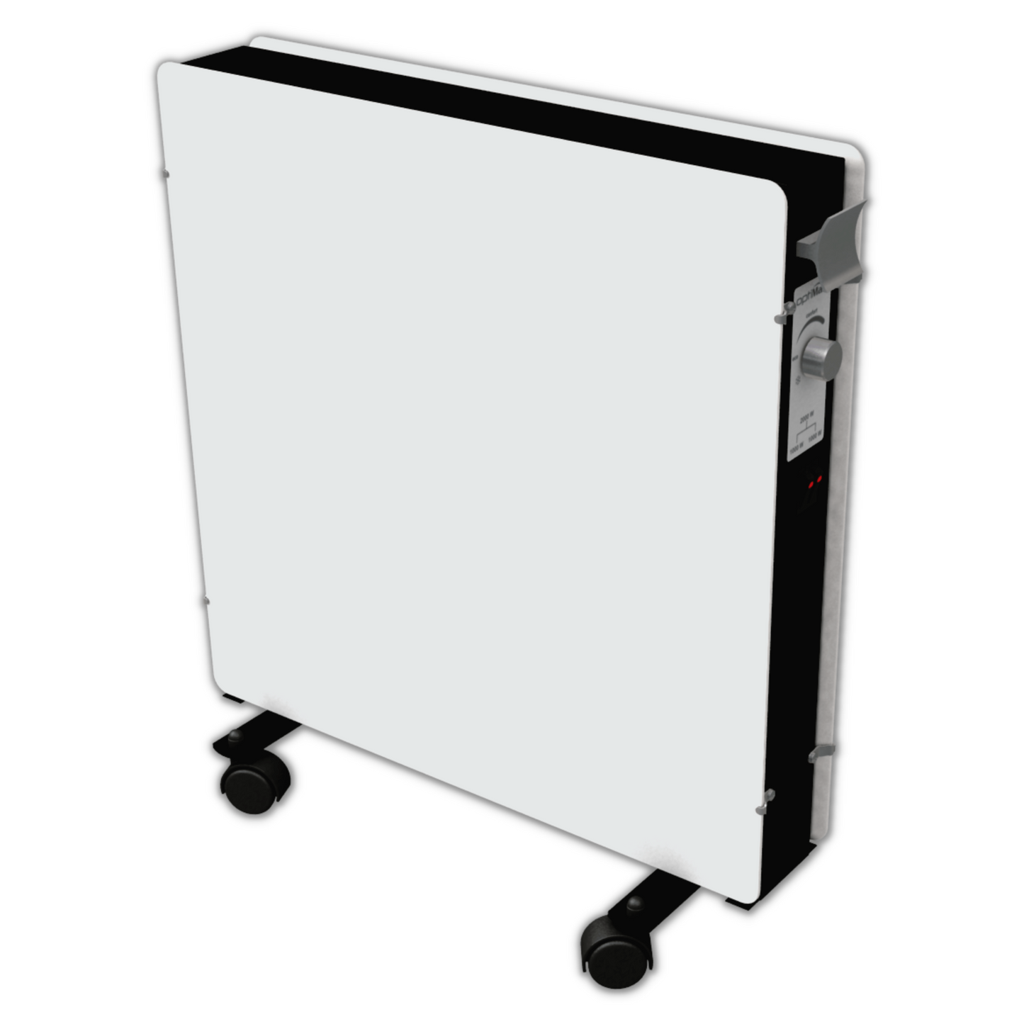 Climastar Optimax Infrarotheizung in Weiss mit Aluminium-Griff, mobil und leistungsstark, 1000/2000 Watt.