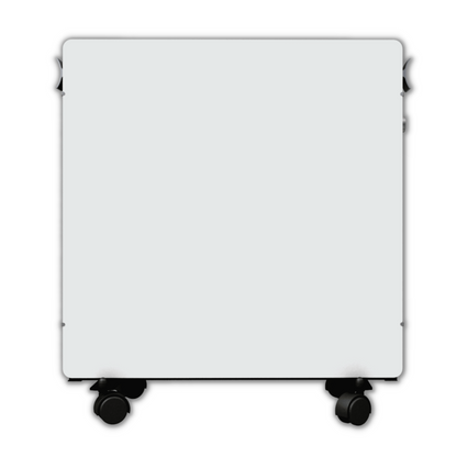 Climastar Optimax in Weiss mit integriertem Thermostat und Aluminium-Griff, mobil einsetzbar.