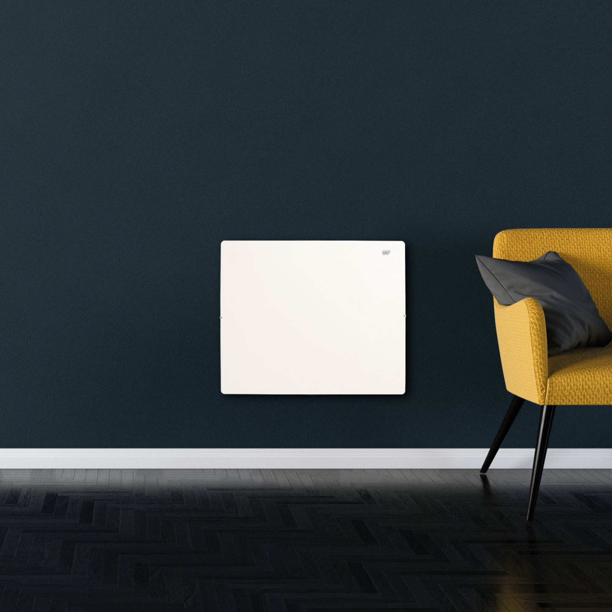 Climastar Silicium One WiFi in Weiss mit Steinoberfläche und WLAN-Steuerung.