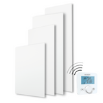 Qualität auf kleinstem Raum: ecoheat Aura 350 mit strukturierter Metalloberfläche, deutscher Fertigung und flexibler Montage an Wand oder Decke.