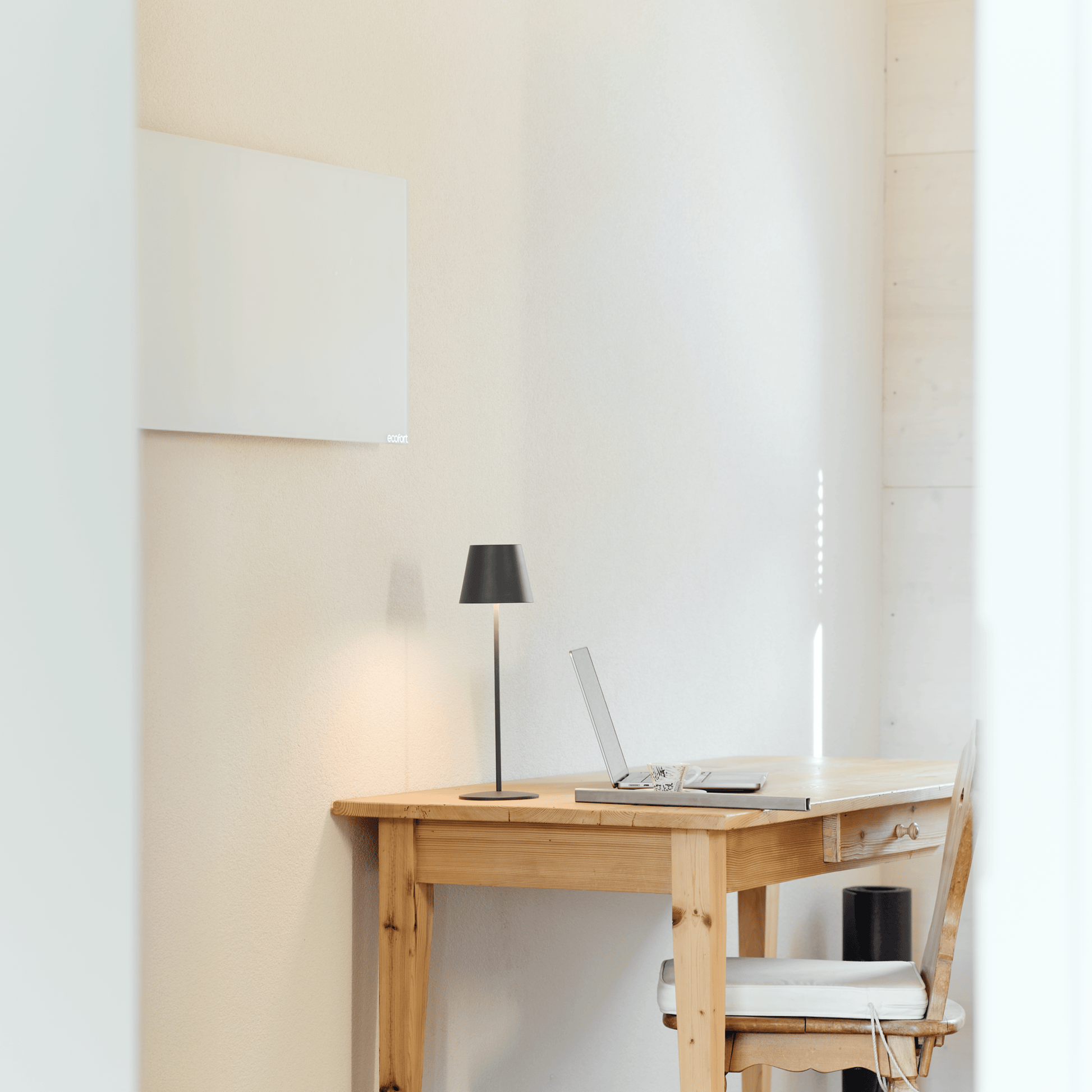 Die ecoheat Aura 950 überzeugt mit robuster Metalloberfläche, edler Optik und flexibler Montage – für zuverlässige Infrarotwärme.