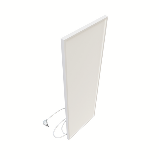 ecoheat Basic Infrarotheizung 300 Watt in Aluminium, platzsparend und an der Wand montierbar.