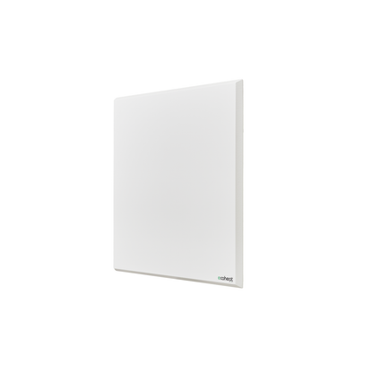 Wandmontiertes Infrarotheizpanel ecoheat Classic-T 450 in modernem, ultra-flachem Design, IP44, mit integriertem Funk-Empfänger.