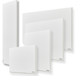 Wandmontiertes Infrarotpanel ecoheat Classic-T 550 mit Funk-Empfänger und ultra-flachem Design.