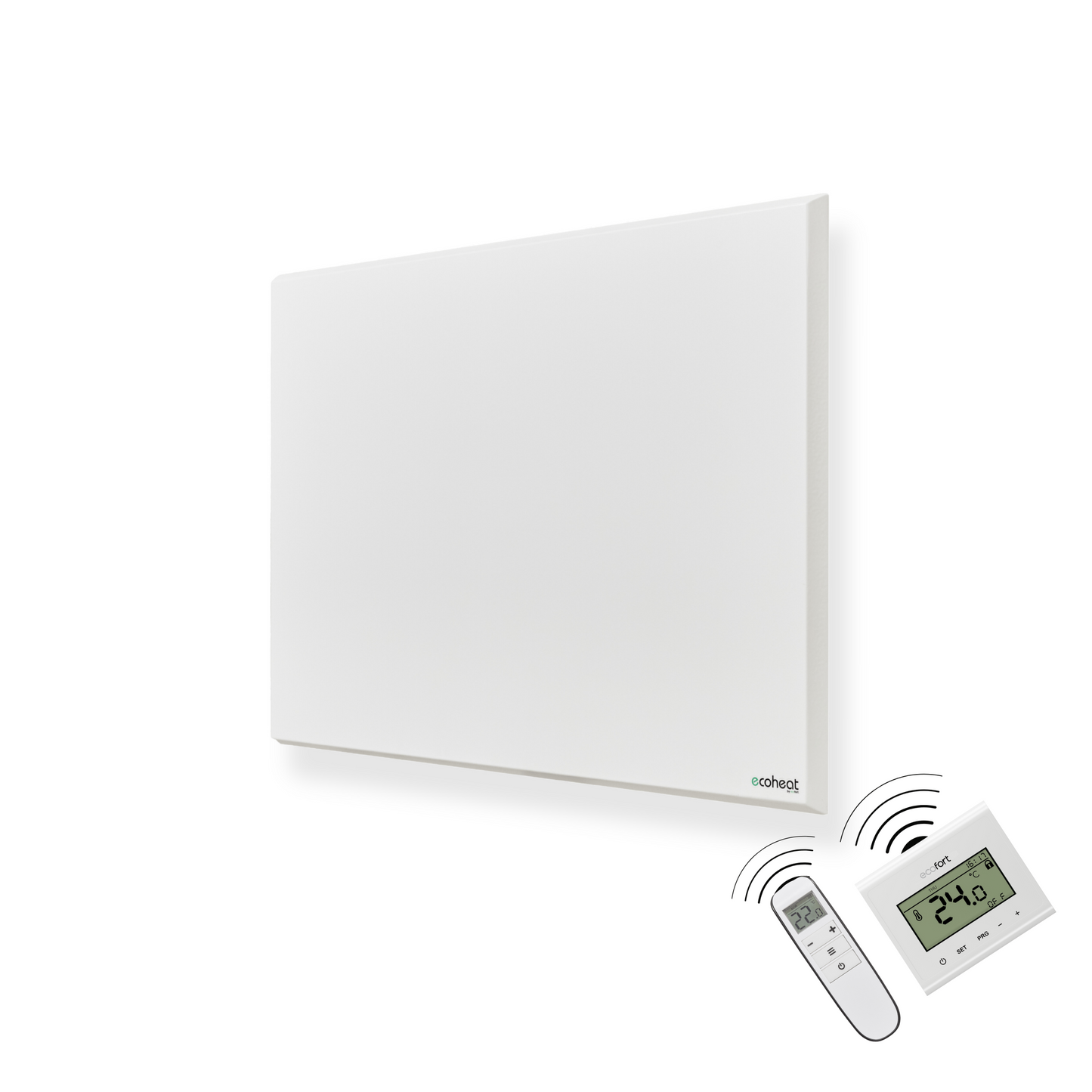 ecoheat Classic-T 700 Infrarotpanel mit integriertem Funk-Empfänger, ultra-flaches Design, 700 Watt Heizleistung.