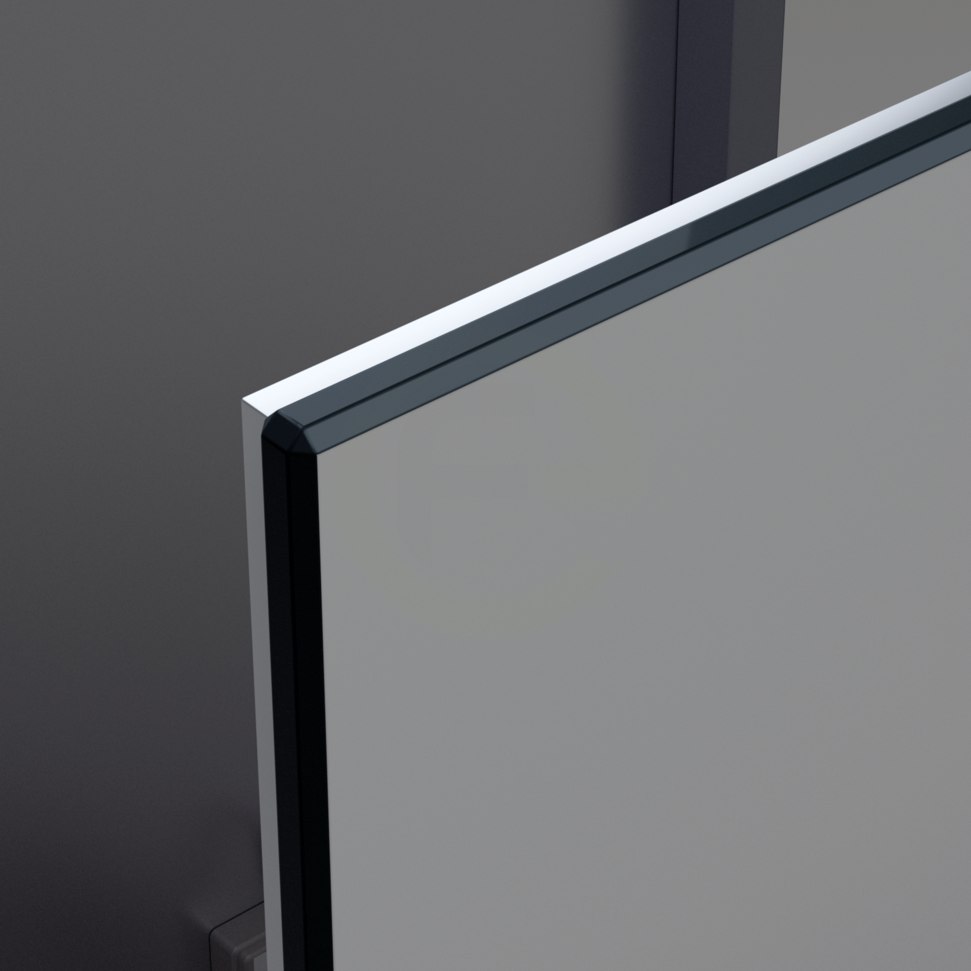 Infrarotheizung ecoheat Specchio 400 W mit glatter Spiegeloberfläche und rahmenlosem Design in 60 x 60 cm.