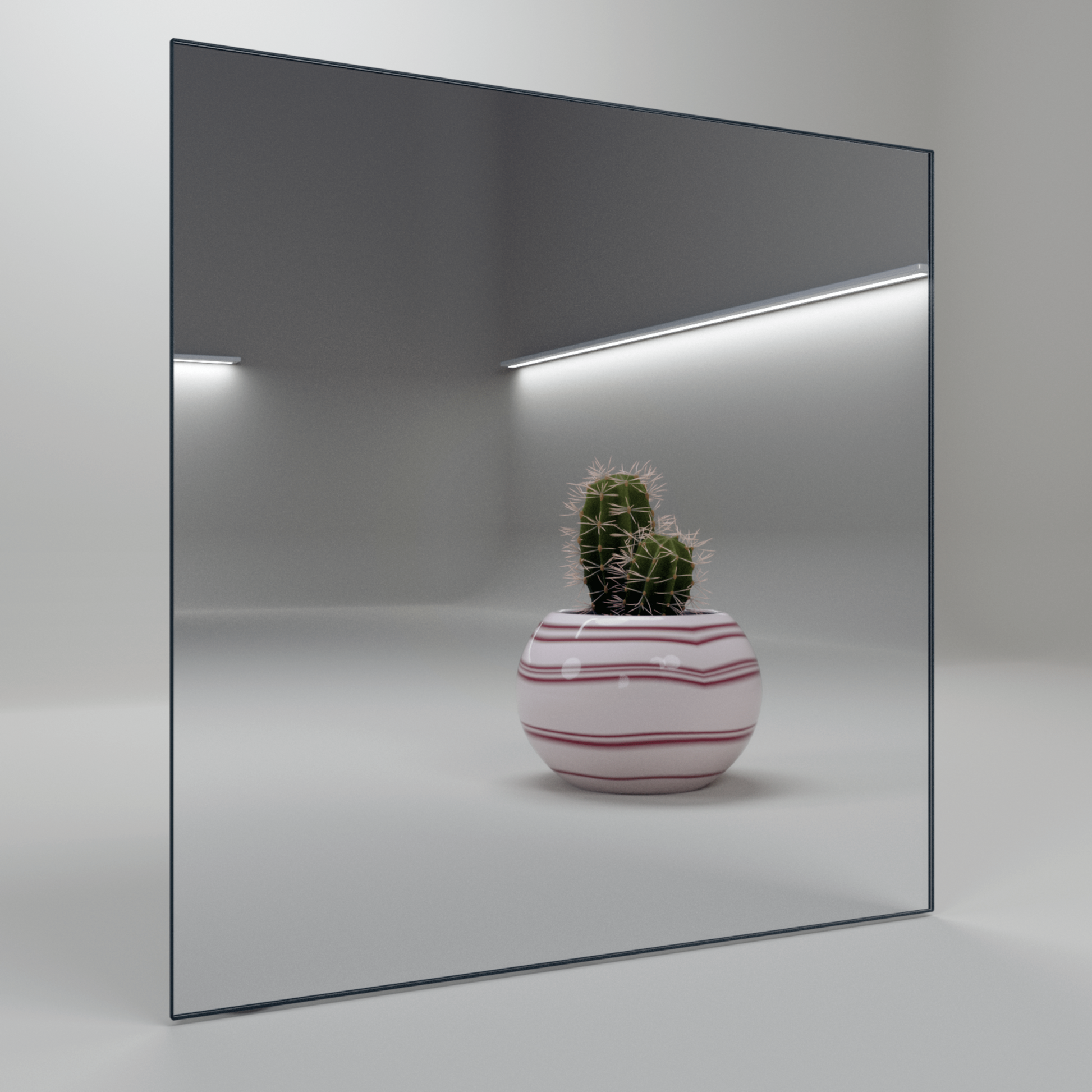 Infrarotpanel ecoheat Specchio 400 W mit glatter Spiegeloberfläche und rahmenlosem Design, 60 x 60 cm.