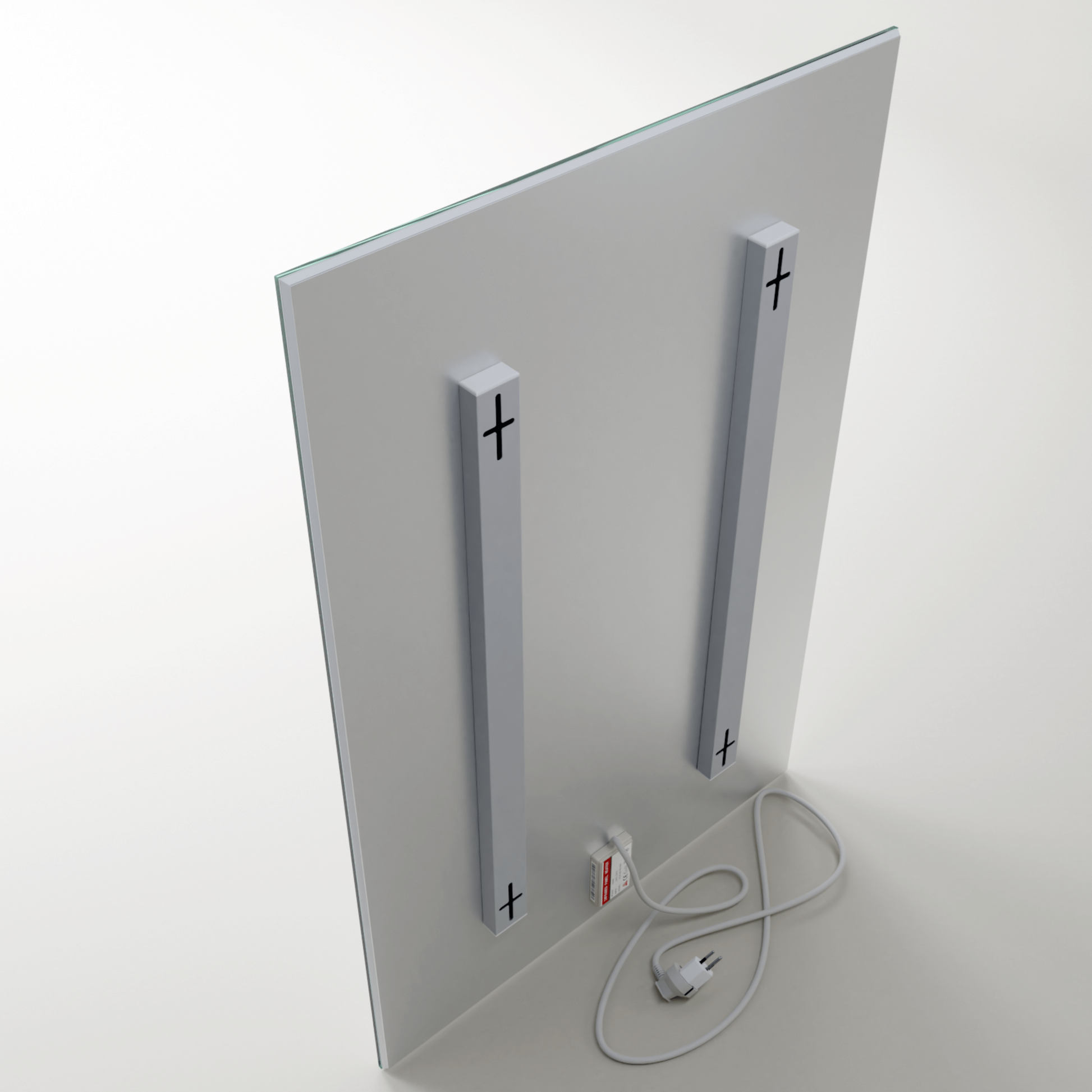 ecoheat Vetro Infrarot-Glasheizung 60x90 cm, rahmenlos, glatte Glasoberfläche, 600 Watt Heizleistung.