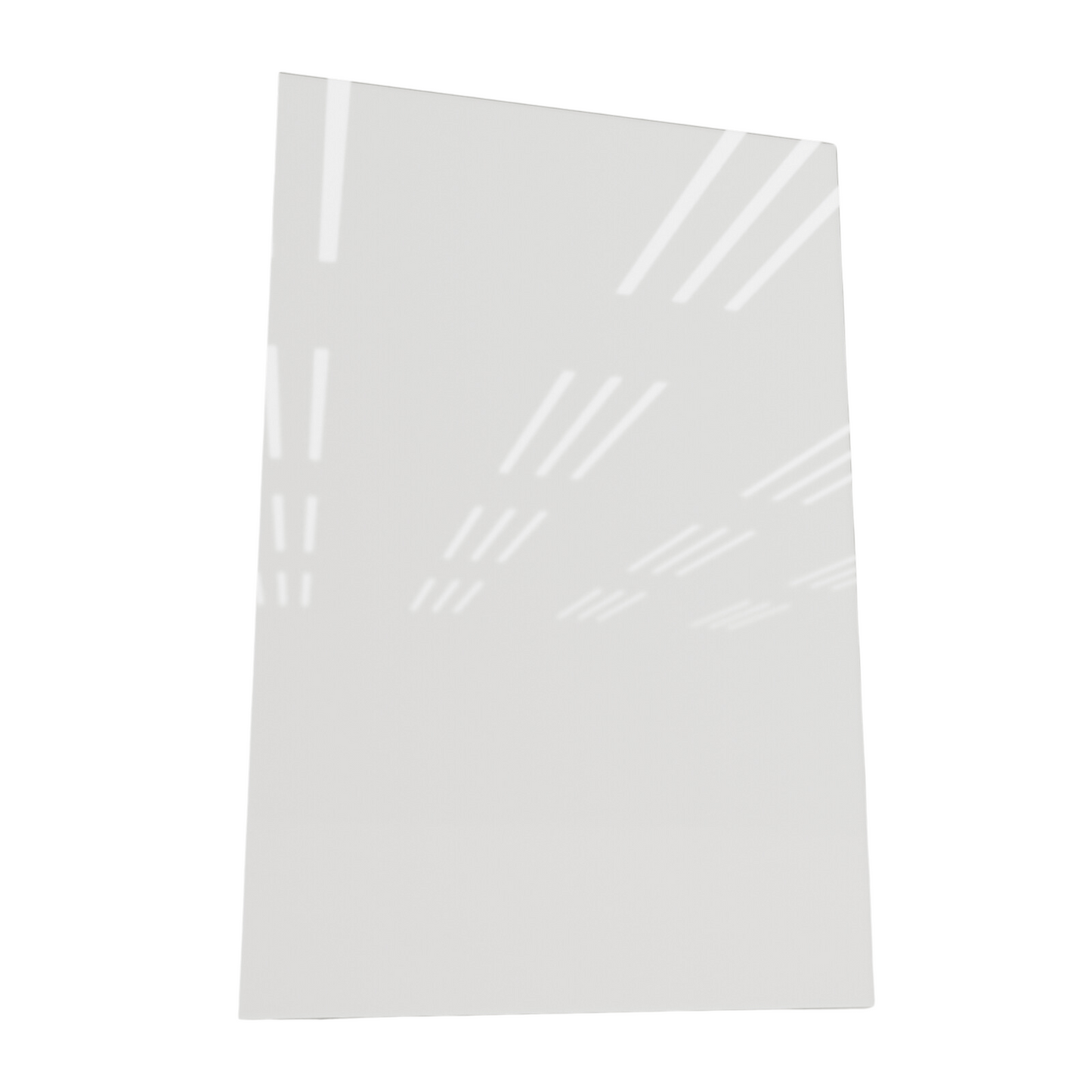 Dünnes, rahmenloses Infrarot-Glasheizpanel ecoheat Vetro in schlichtem Weiss mit glatter Glasoberfläche.