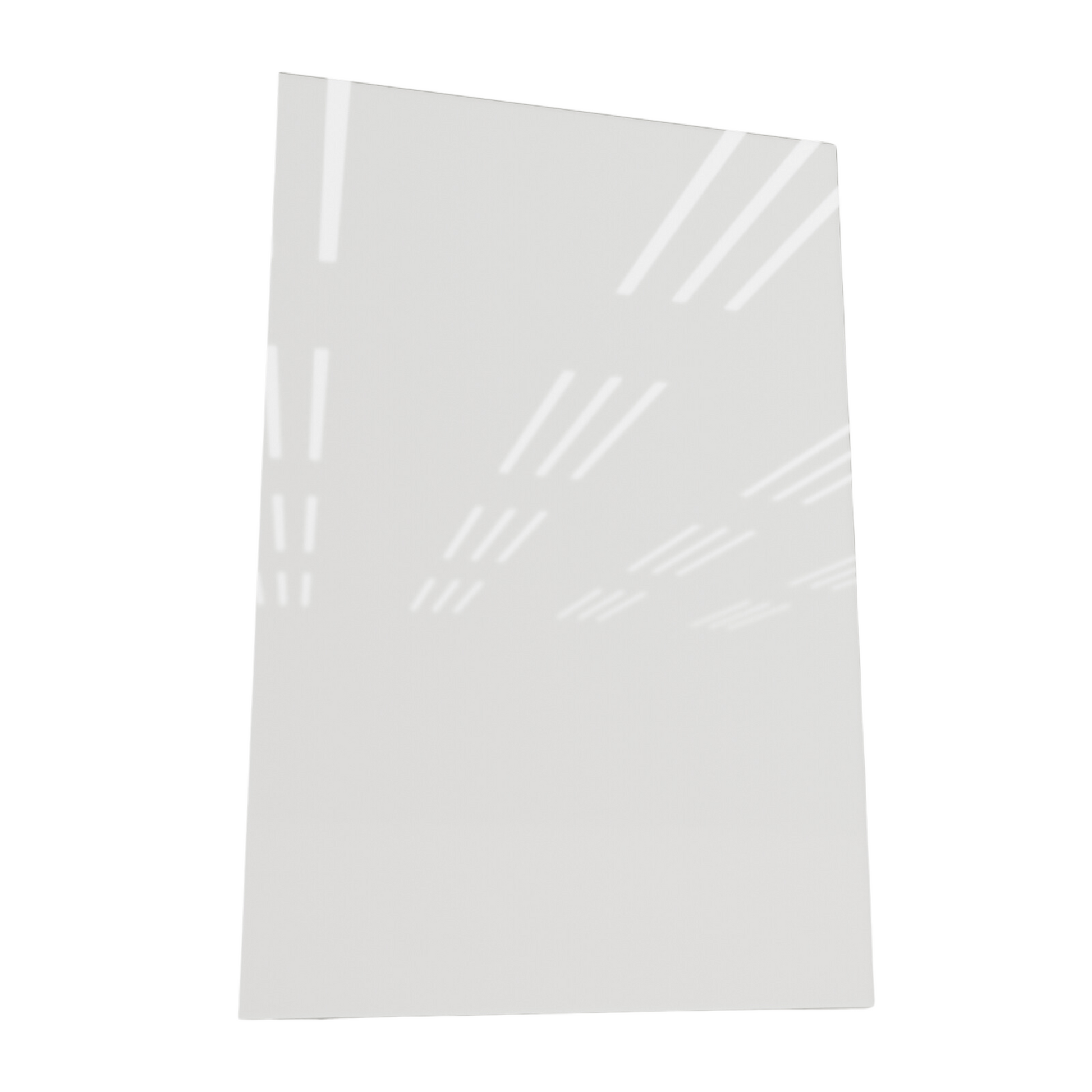 Dünnes, rahmenloses Infrarot-Glasheizpanel ecoheat Vetro in schlichtem Weiss mit glatter Glasoberfläche.