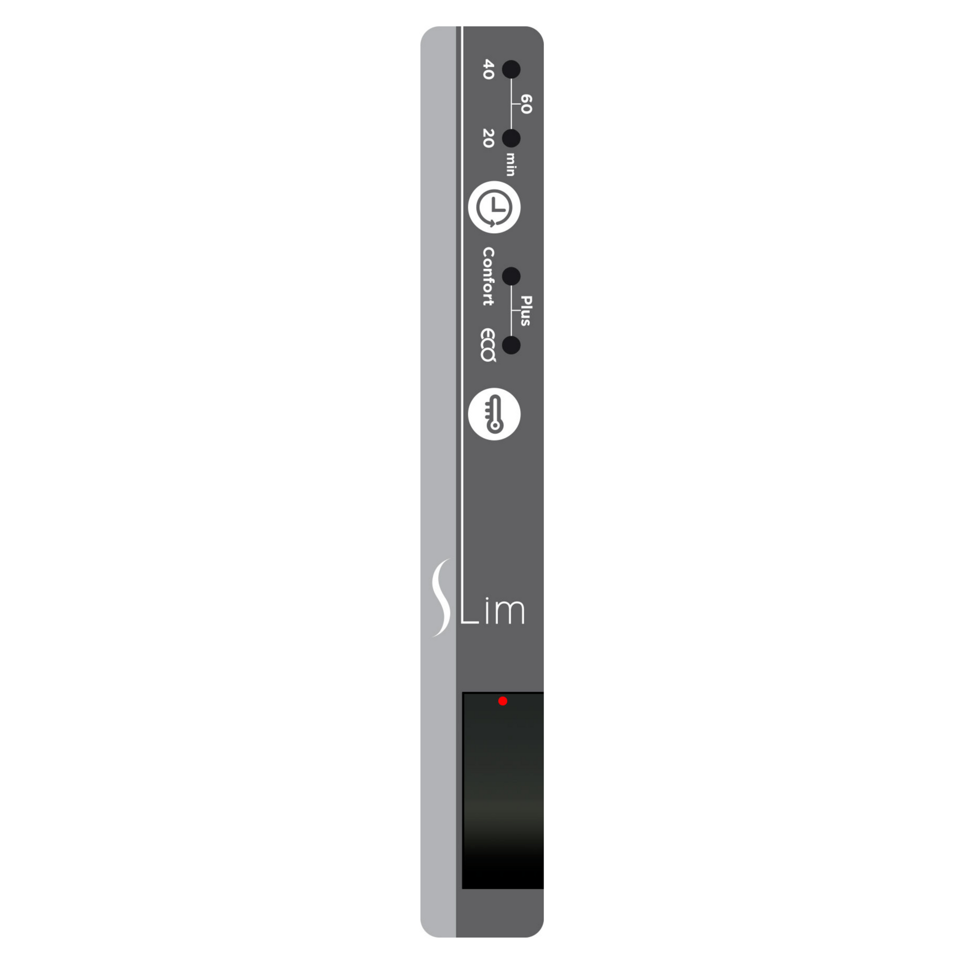 Handtuchtrockner Climastar Slim 500 W in Weiss Cashmere, 25 x 100 cm, modernes Stein-Design.