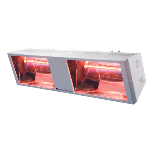 Helios Titan Industrie-Heizstrahler mit App-Steuerung und IPX5 Spritzwasserschutz für Gewerbe und Industrie.