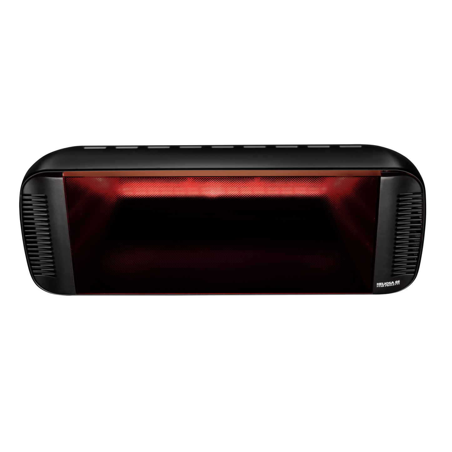 Heliosa 66 Black Heizstrahler in diskreter schwarzer Farbe, geschützt gegen Regen und Staub (IP25).