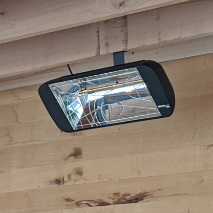 Heliosa 66 Infrarot-Heizstrahler in Anthrazit mit Amber Light und IPX5 Schutz.