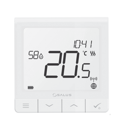 Smart Home Thermostat Salus SQ610RF Quantum mit grosser beleuchteter Anzeige und ultraflachem Design (11 mm).