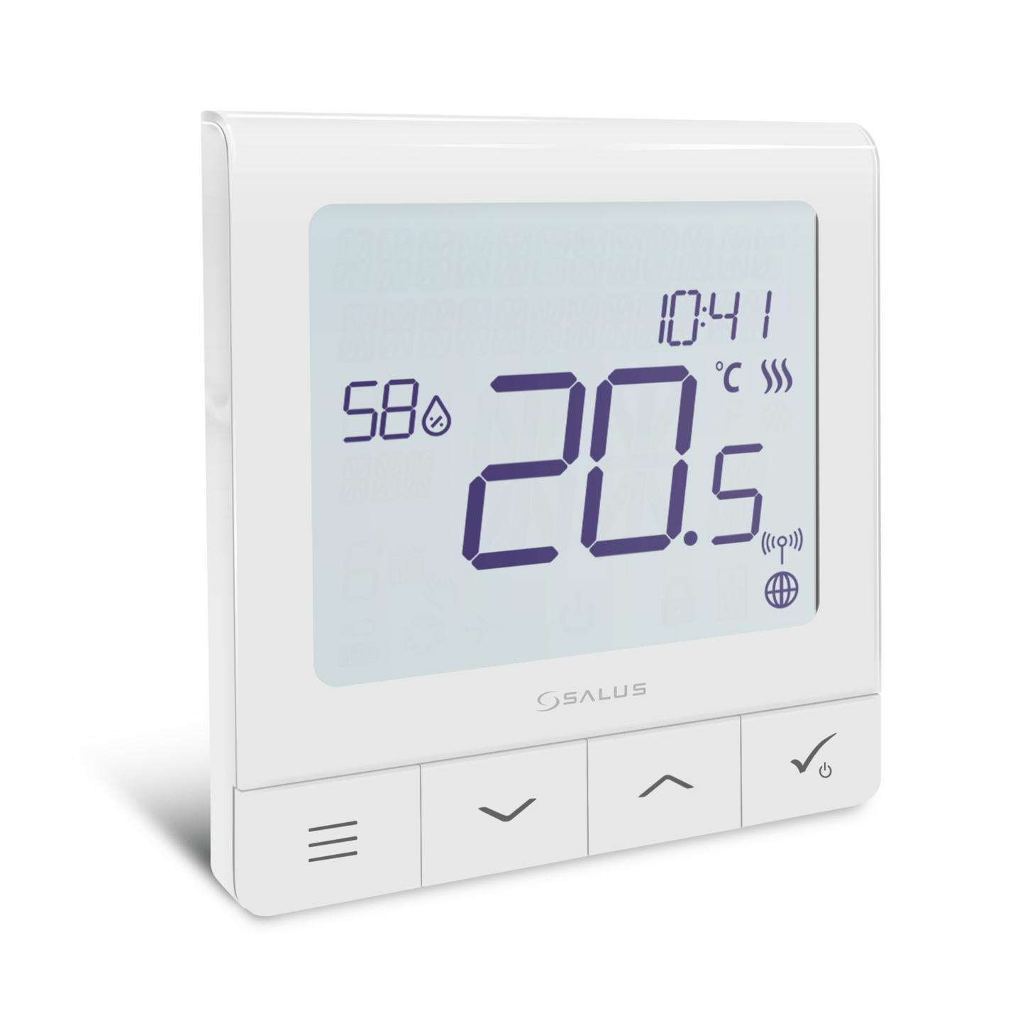 Salus Smart Home SQ610RF Quantum Thermostat mit grosser beleuchteter Anzeige und ultraflach 11 mm Design.