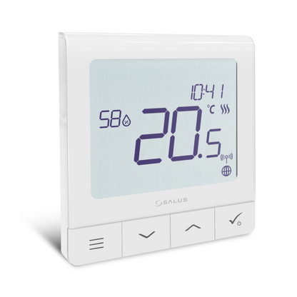 Salus Smart Home SQ610RF Quantum Thermostat mit grosser beleuchteter Anzeige und ultraflach 11 mm Design.