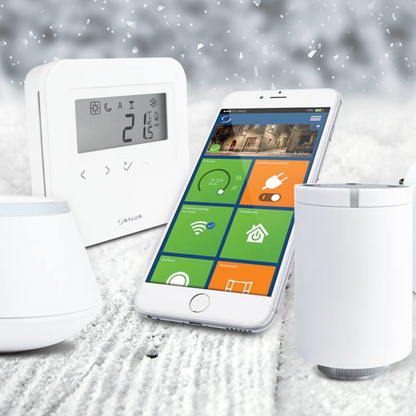 Salus Smart Home TRV10RFM Thermostatkopf zur Steuerung von Heizkörpern per Smartphone über UGE600 Gateway.