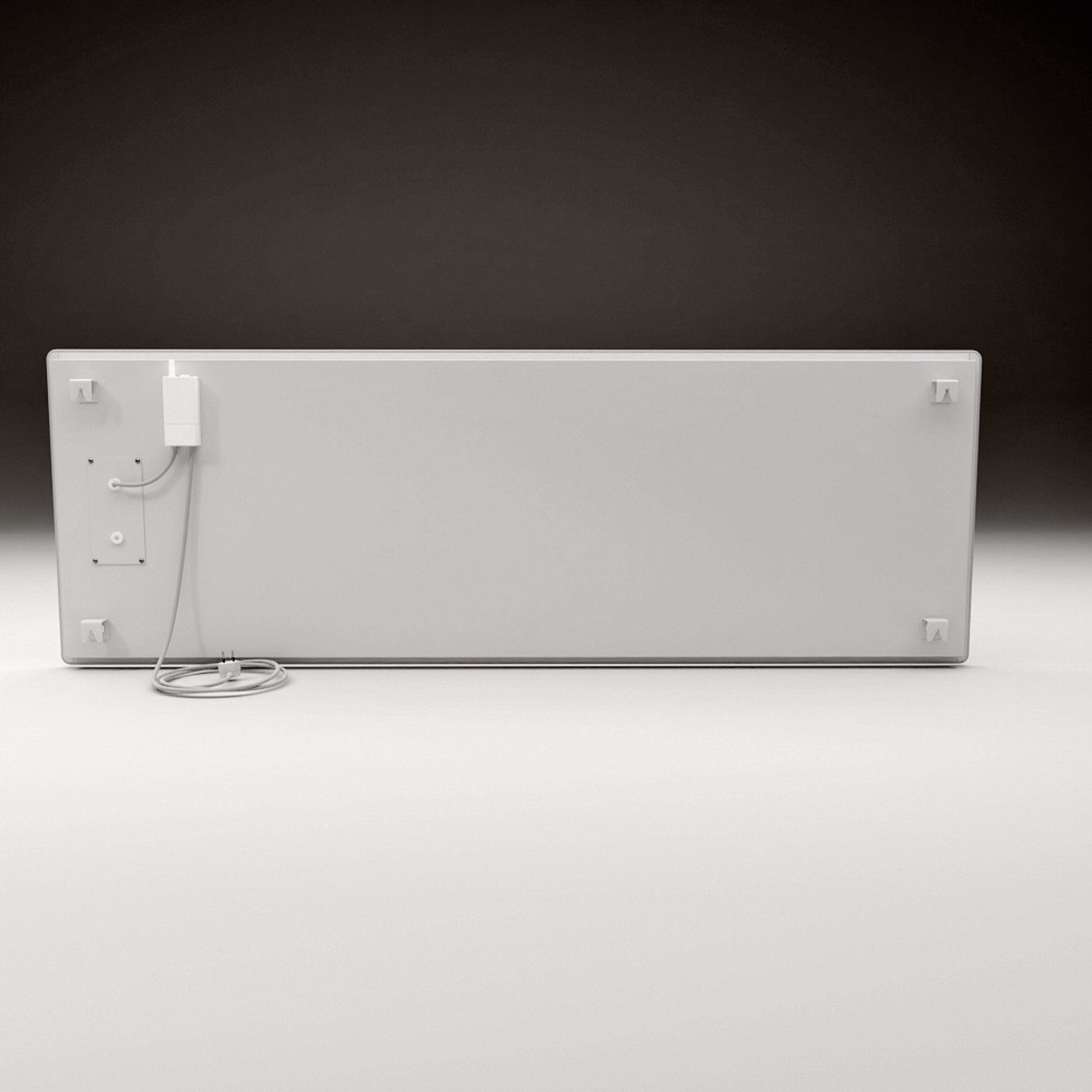 ZenSwiss Deluxe Infrarotpanel 800W in Matt Weiss, elegantes Design, Wandmontage, aus Sicherheitsglas.