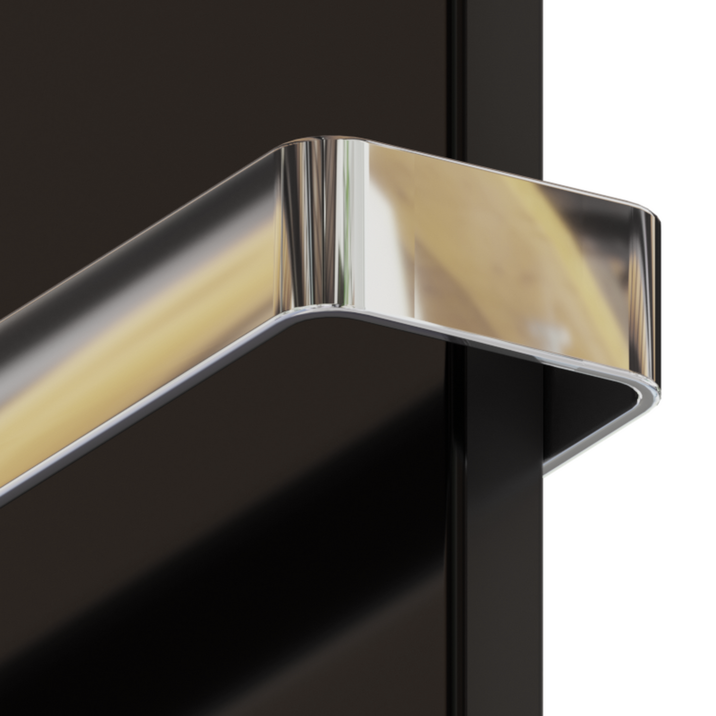 ZenSwiss Handtuchtrockner furo in Matt Schwarz, 52 x 160 cm, mit integriertem Touch-Display und polierten Handtuchhaltern.