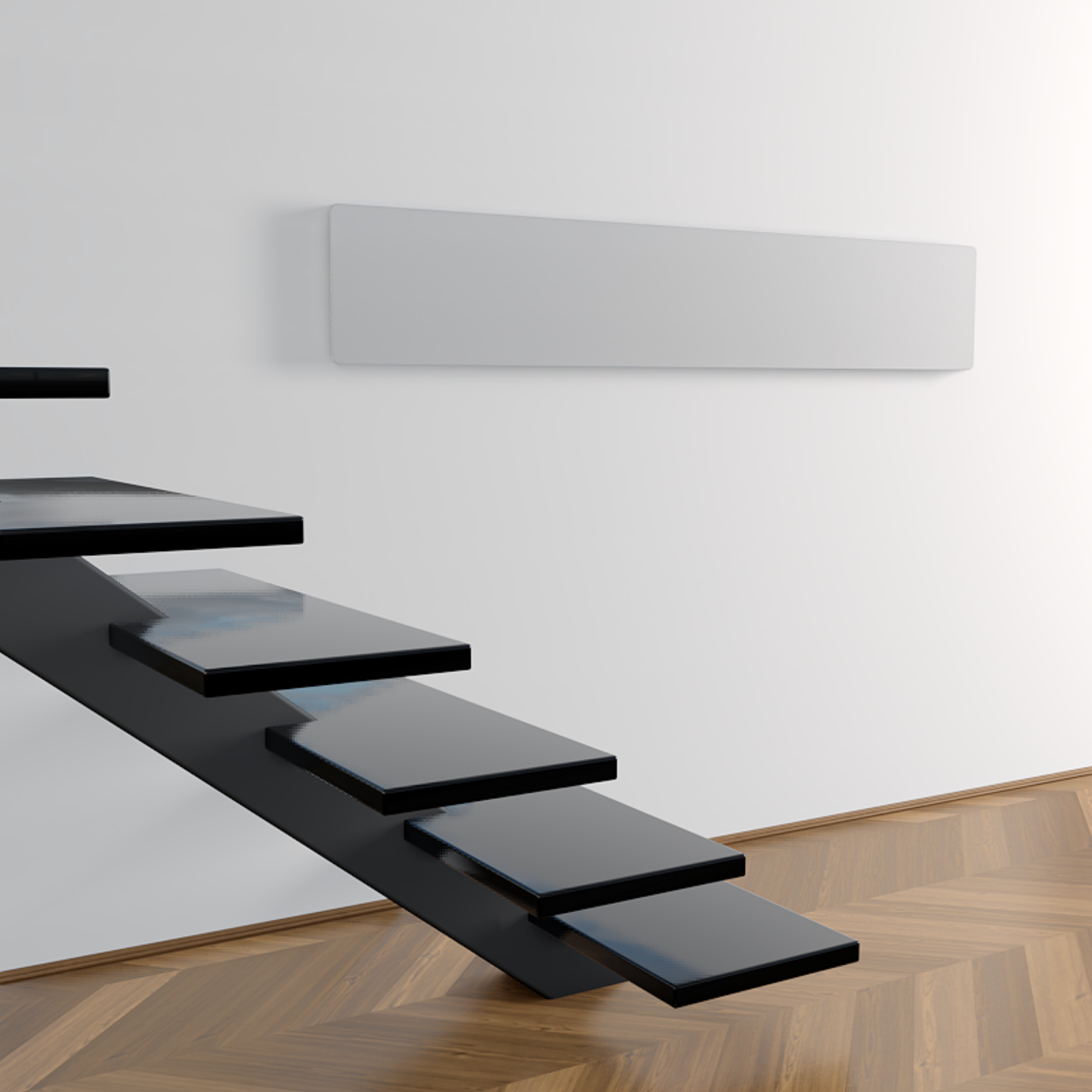 Matt weisse ZenSwiss Niedrigenergie-Infrarotheizung 400W, Wandmontage mit elegantem Design, flach und platzsparend.