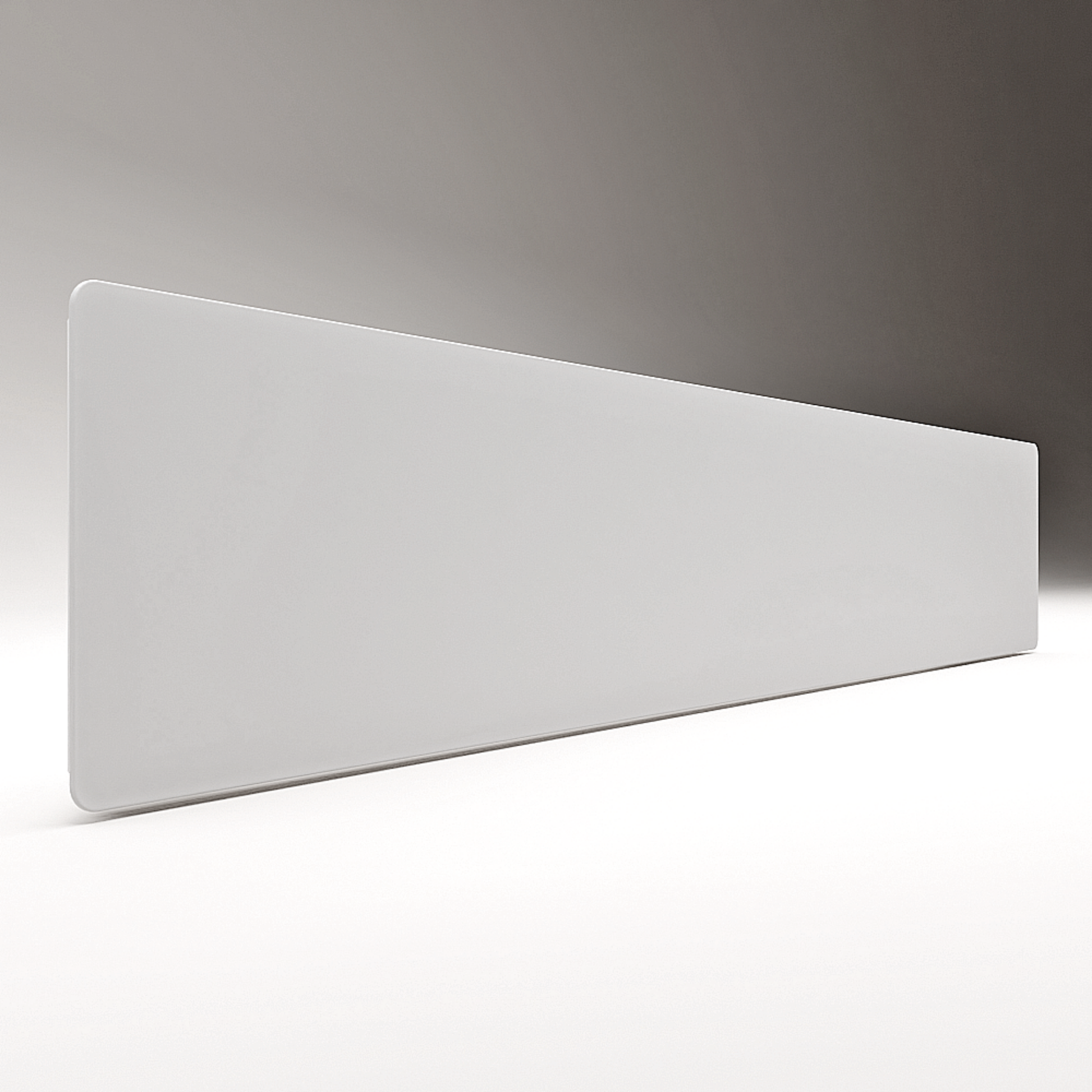 ZenSwiss Niedrigenergie-Infrarotheizung 400W aus Glas in mattem Weiss, 30 x 170 cm, wandmontierbar oder mobil.