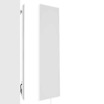 ZenSwiss Deluxe Infrarotpanel 390W in elegantem mattweiss, an der Wand montiert, 40x120 cm.