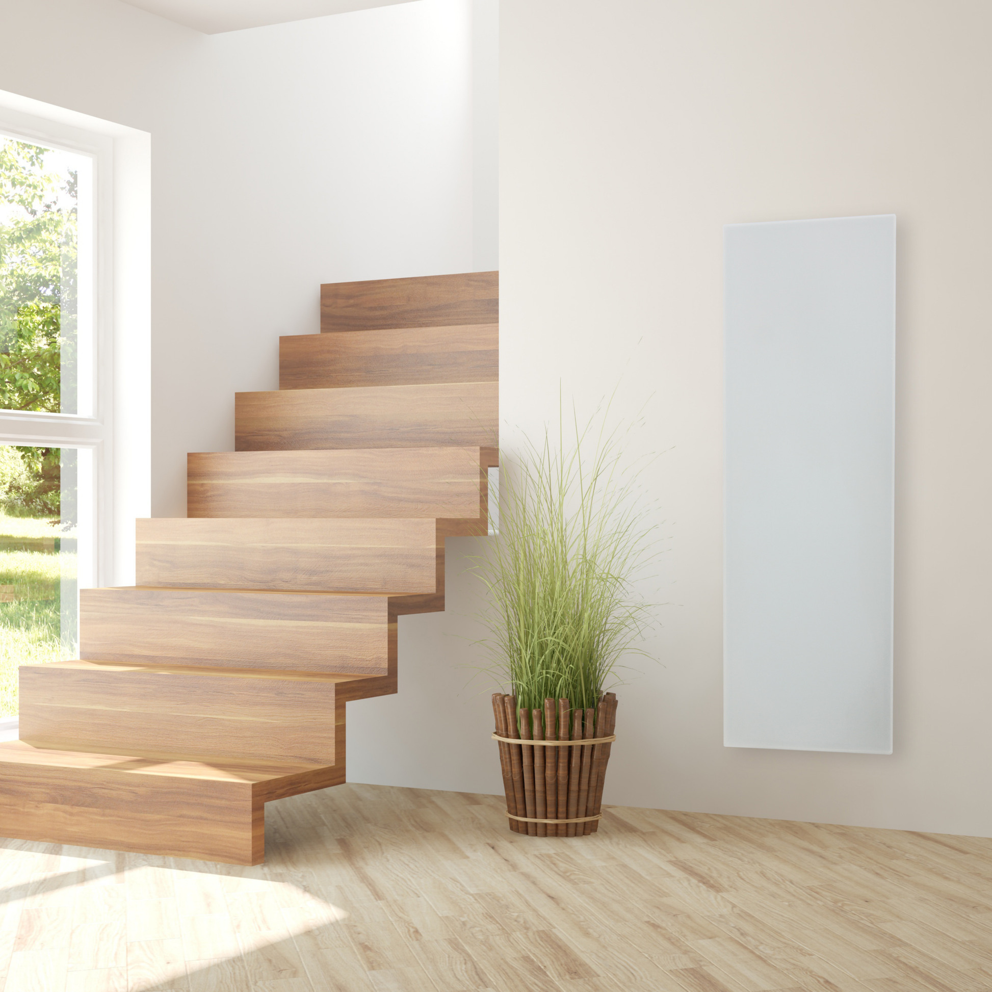 ZenSwiss Deluxe Infrarotpanel 390W in matt weiss, an der Wand montiert, elegantes Design 40 x 120 cm.