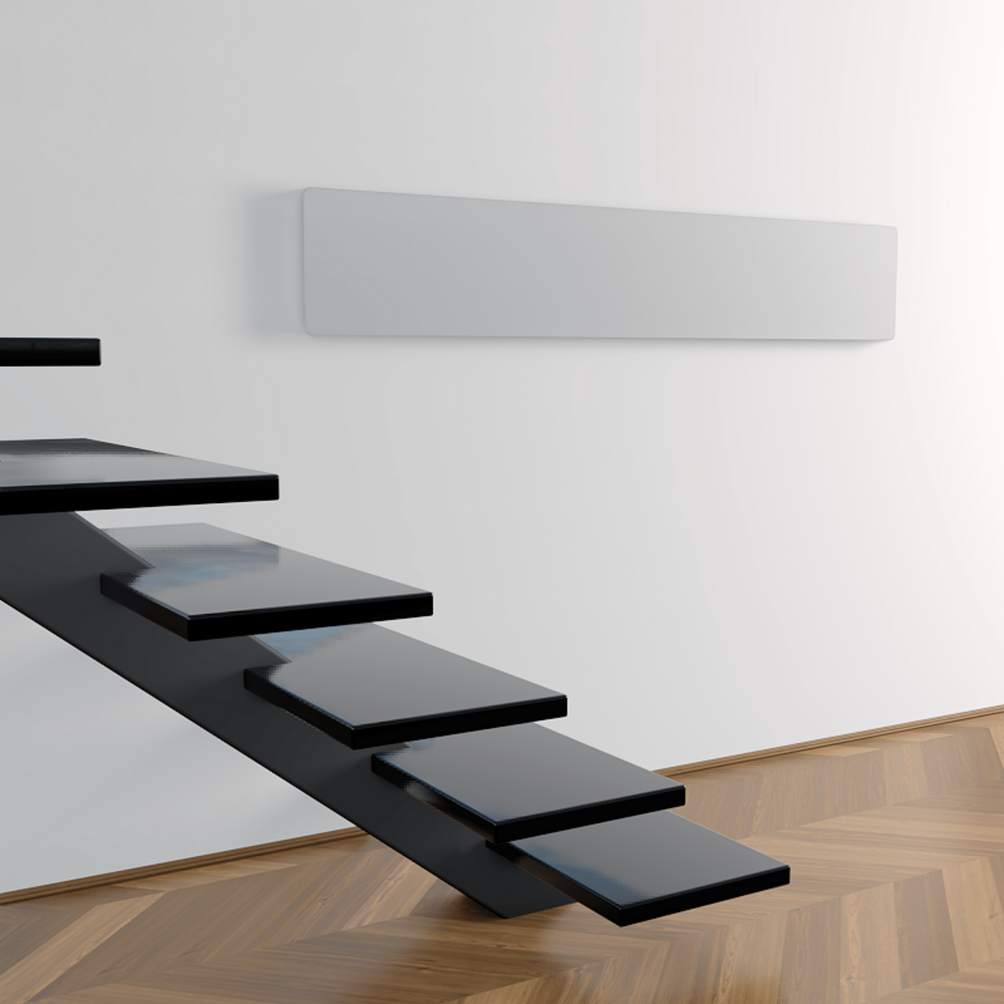 ZenSwiss Deluxe 400W Infrarotpanel in Matt Weiss, 30 x 170 cm, Platzsparendes und elegantes Design für Deckenmontage.