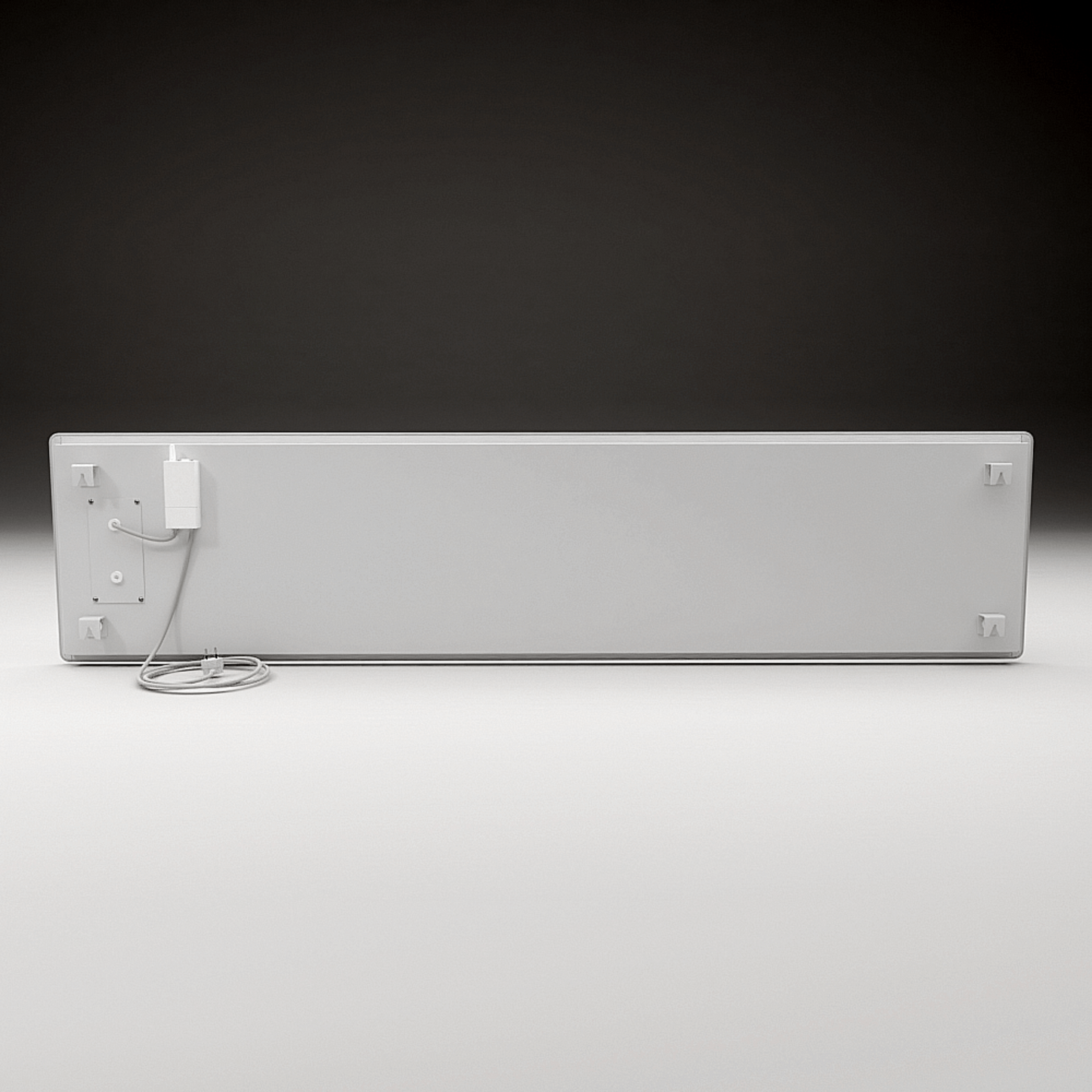 Elegantes ZenSwiss Infrarot-Heizpanel 570W in Matt Weiss, geeignet für Deckenmontage, Swiss Made.