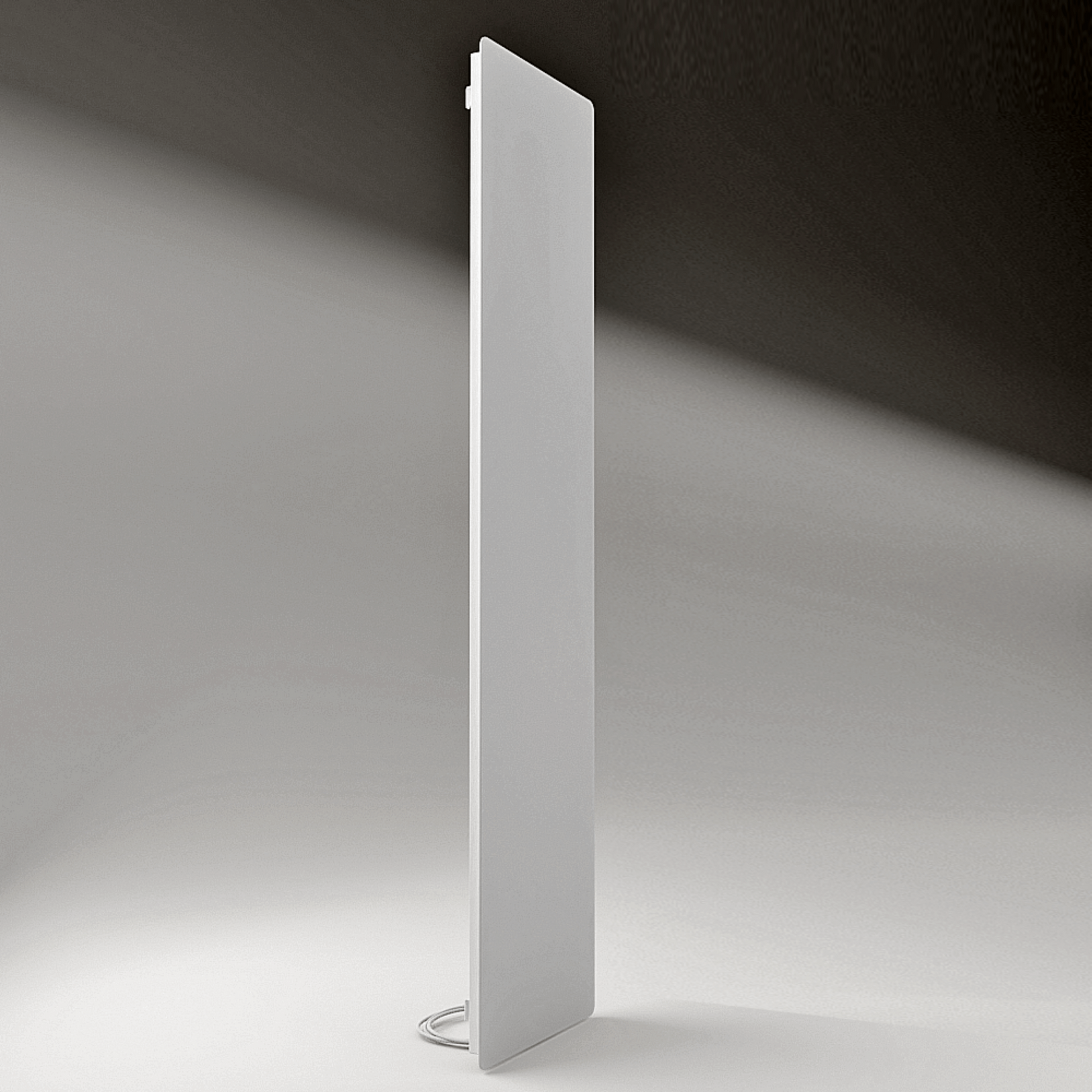 ZenSwiss Deluxe Infrarotpanel 570W in mattweiss, montiert an der Decke, elegante Optik und platzsparendes Design.