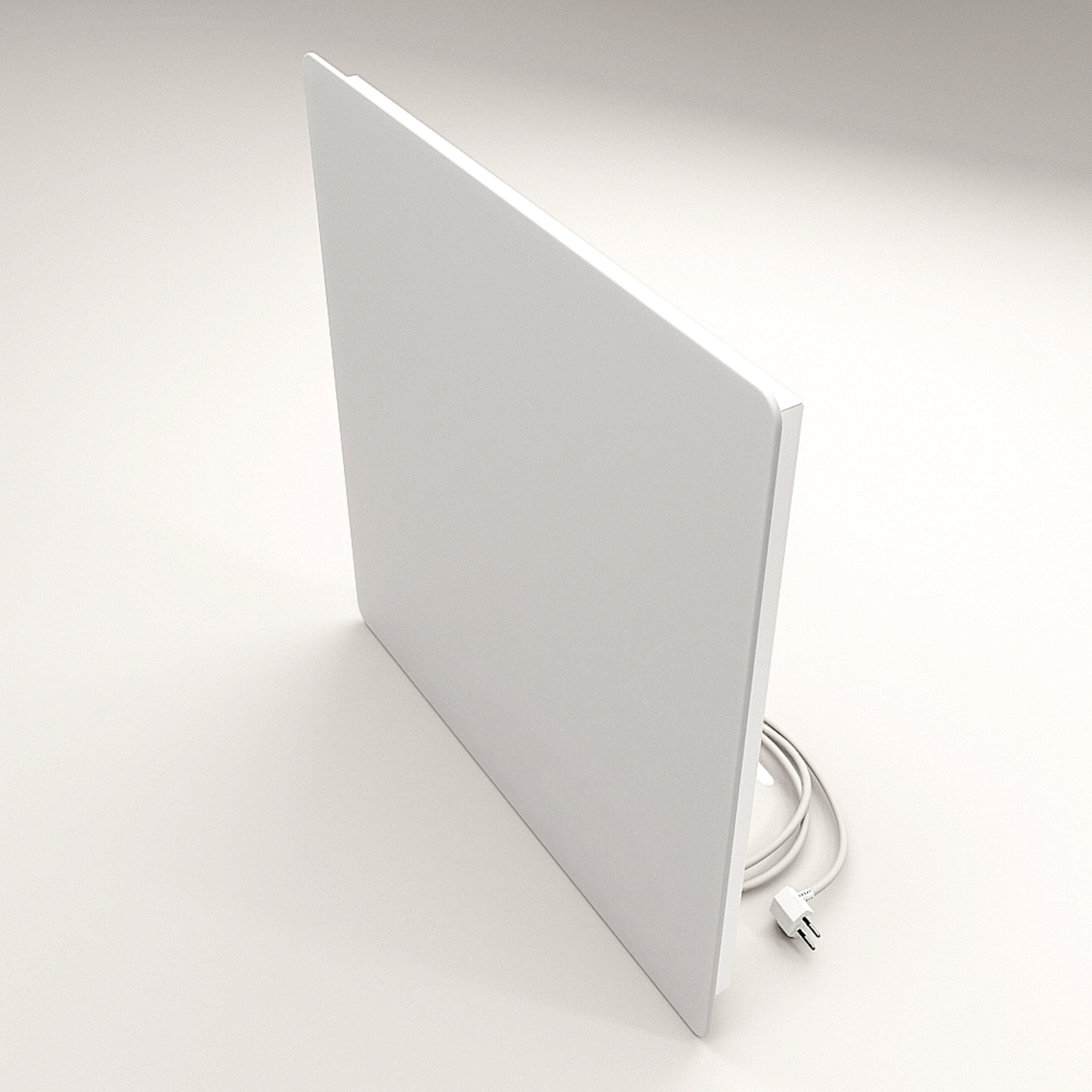 ZenSwiss Deluxe Infrarotpanel 260W in matt weiss, 54 cm x 54 cm, an der Decke montiert.