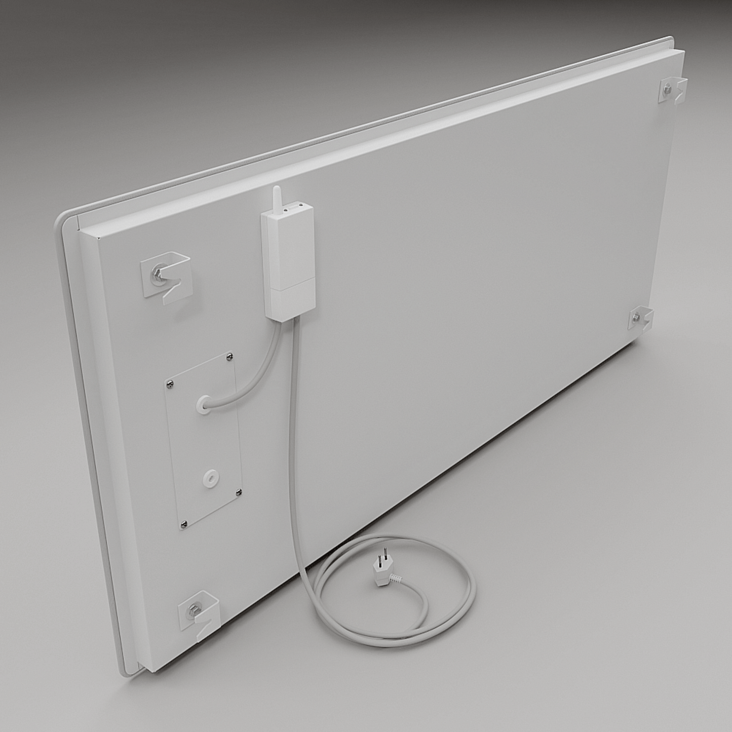 ZenSwiss Deluxe Infrarotpanel in elegantem Design, 550W, 54x118 cm, weiss matt, für Deckenmontage.