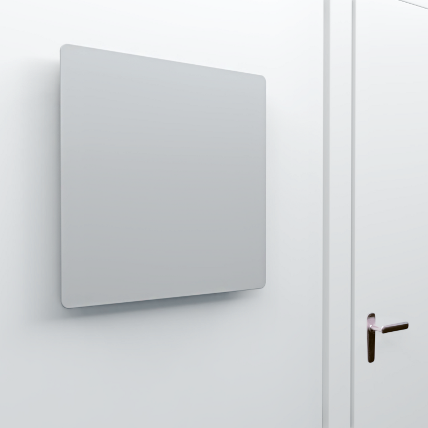 Niedrigenergie-Infrarotheizung von ZenSwiss mit elegantem Matt-Weiss-Design, 54 cm x 54 cm.